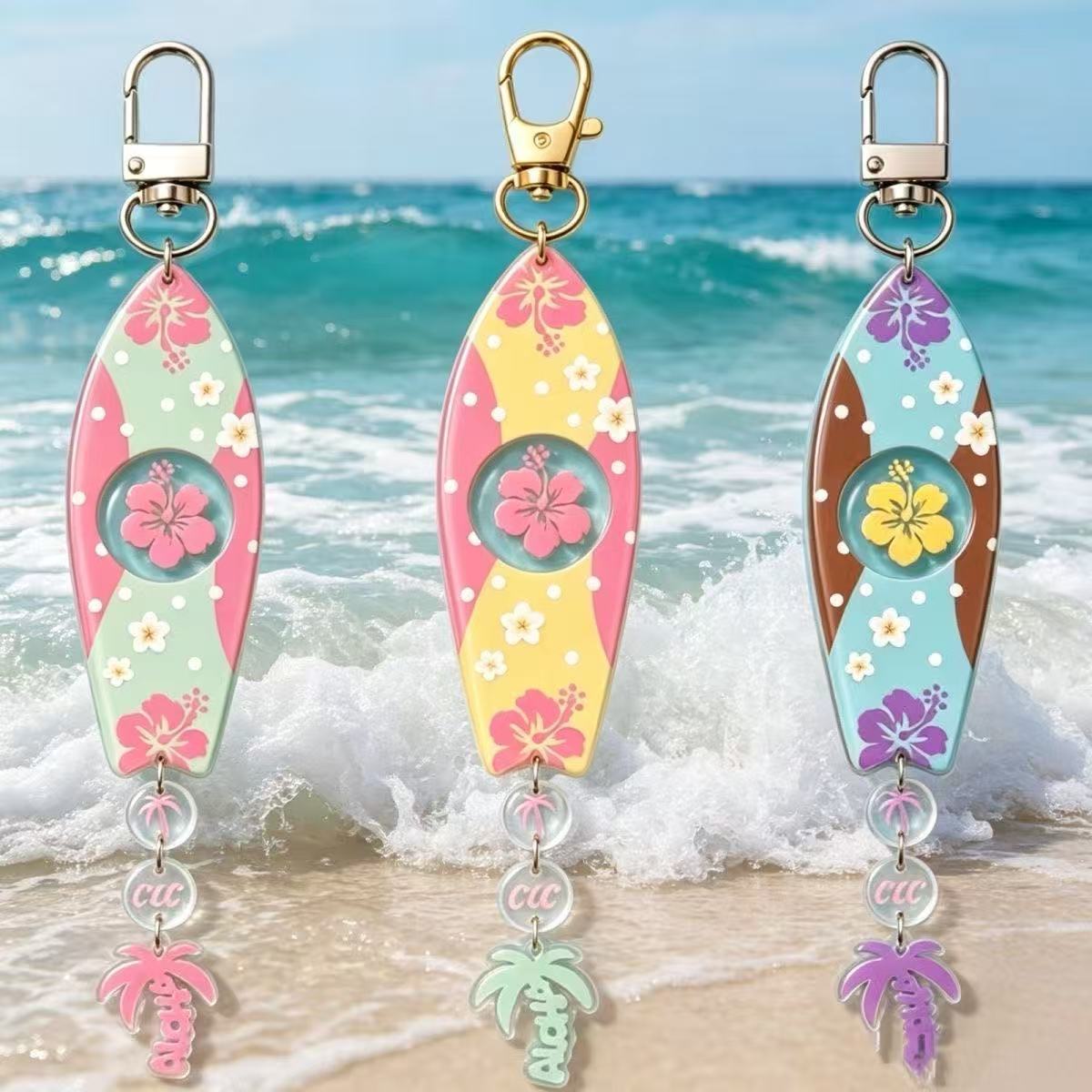 Florist Supplies - INS Hawaiian Surfboard Shaped Acrylic Keychain