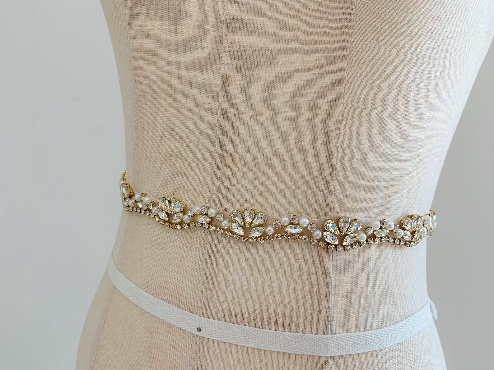 Flower Supplies - Sparkle Gold Rhinestone Trim By Yards,
