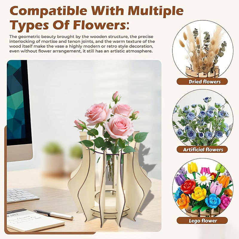 Wooden Puzzle Vase For Bouquet - Florist Supply Vases recension och pris