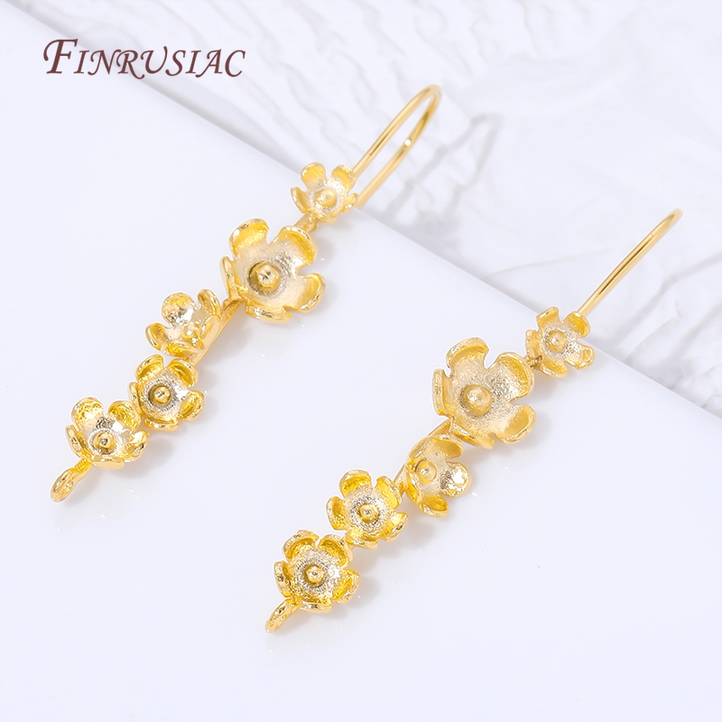 18K Gold Plated Flower Earring - Flower Supplies recension och pris