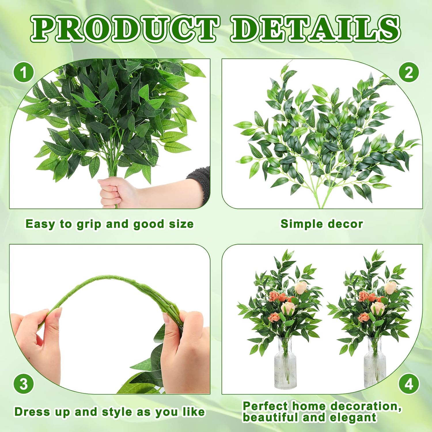 100 Pcs Artificial Italian Rus - Ruscus Stem Faux recension och pris