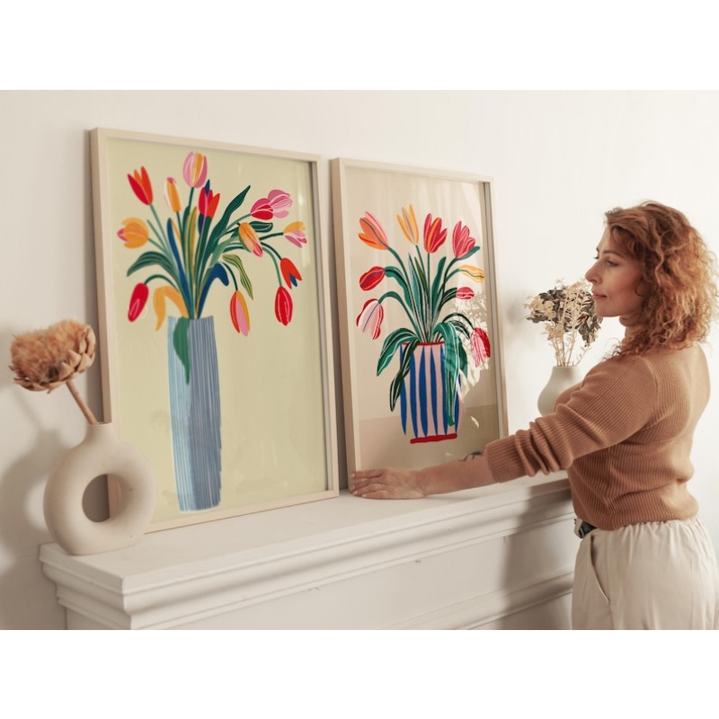 2pcs Tulip Flowers Canvas Wall - Florist Supply Vases recension och pris