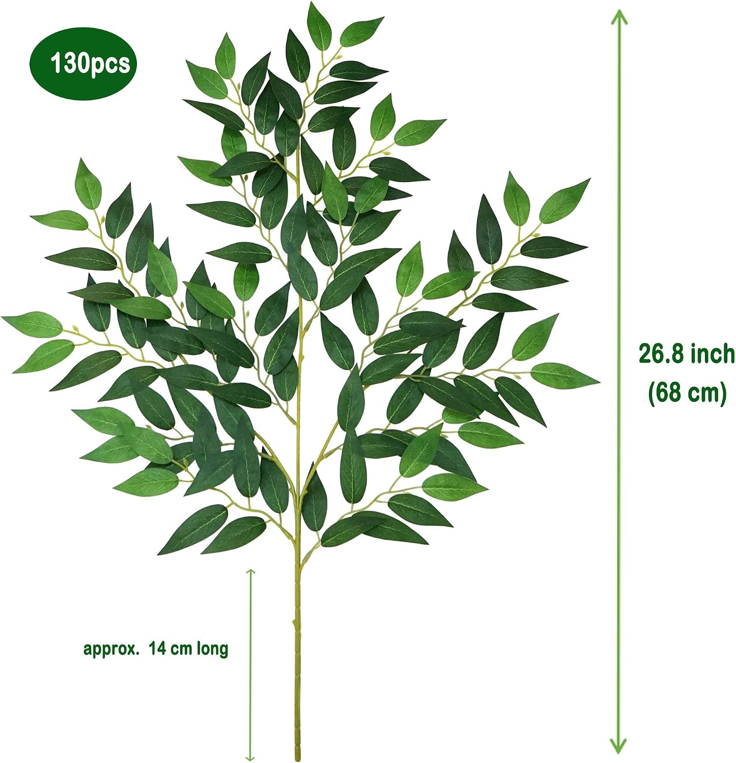 130Pcs 68CM Artificial Italian - Ruscus Stem Faux recension och pris