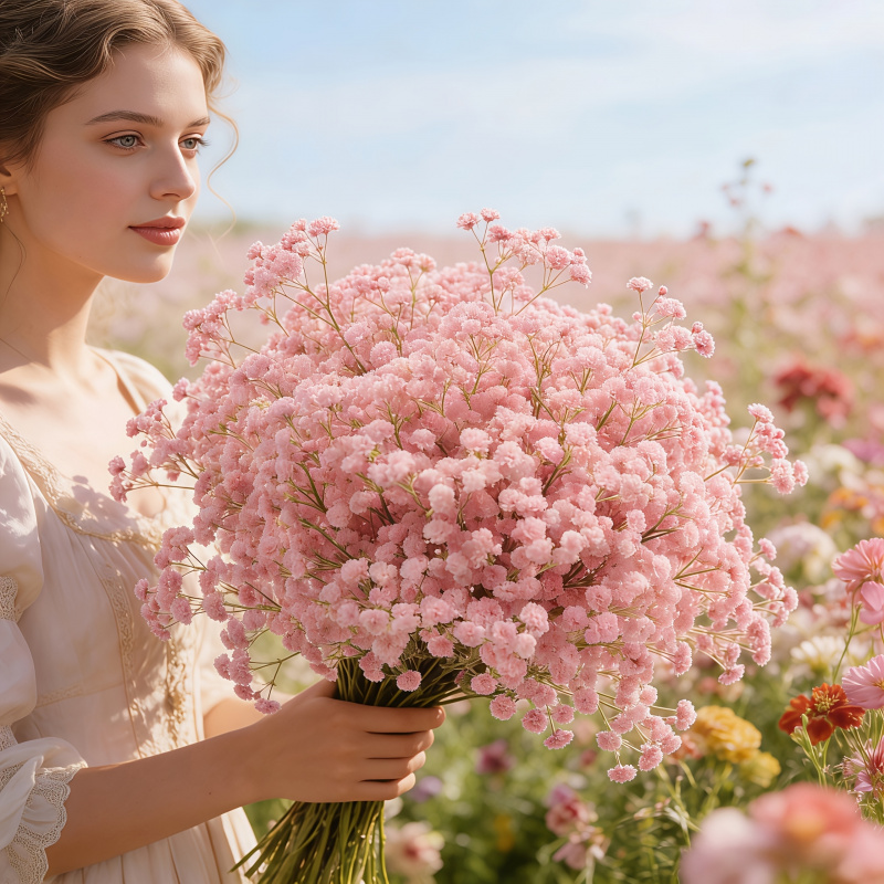 130-Stem Pink Gypsophila Artif - Baby Breath Dried recension och pris